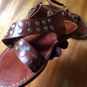 leather sandals, studded sandals, brown sandals, handmade sandals, boho sandals, womens sandals, summer sandals, flat leather shoe, rustic sandals, ankle strap sandal, casual sandals, artisan sandals, moroccan sandals