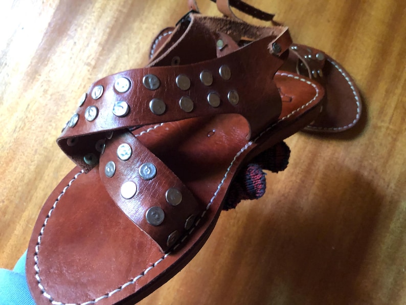 leather sandals, studded sandals, brown sandals, handmade sandals, boho sandals, womens sandals, summer sandals, flat leather shoe, rustic sandals, ankle strap sandal, casual sandals, artisan sandals, moroccan sandals
