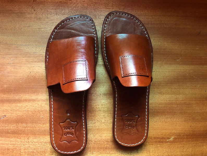 leather sandals, men leather sandal, moroccan sandal, handmade sandals, brown leather, men slip sandal, leather slides, arabic sandals, summer sandals, open toe sandal, artisan leather, minimal sandals, comfort sandals