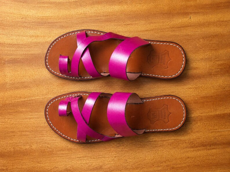 pink leather sandal, hot pink sandals, fuchsia sandals, leather sandals, handmade sandals, moroccan sandal, leather slides, women sandals, flat sandals, open toe sandal, cross strap sandal, boho sandals, summer sandals