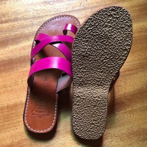 pink leather sandal, hot pink sandals, fuchsia sandals, leather sandals, handmade sandals, moroccan sandal, leather slides, women sandals, flat sandals, open toe sandal, cross strap sandal, boho sandals, summer sandals