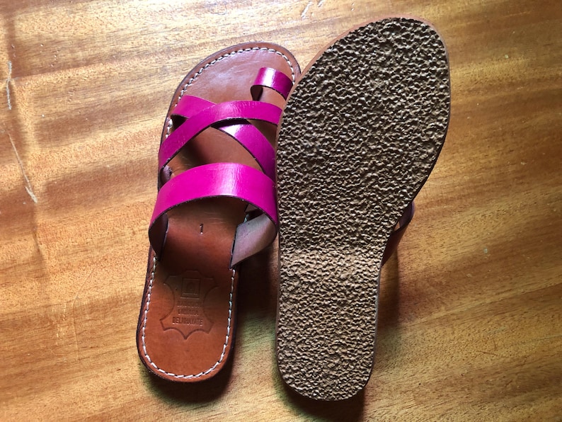 pink leather sandal, hot pink sandals, fuchsia sandals, leather sandals, handmade sandals, moroccan sandal, leather slides, women sandals, flat sandals, open toe sandal, cross strap sandal, boho sandals, summer sandals