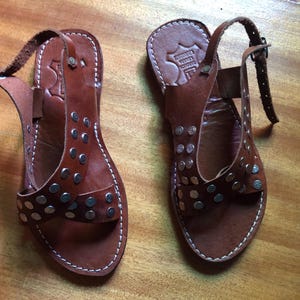 leather sandals, studded sandals, brown sandals, handmade sandals, boho sandals, womens sandals, summer sandals, flat leather shoe, rustic sandals, ankle strap sandal, casual sandals, artisan sandals, moroccan sandals
