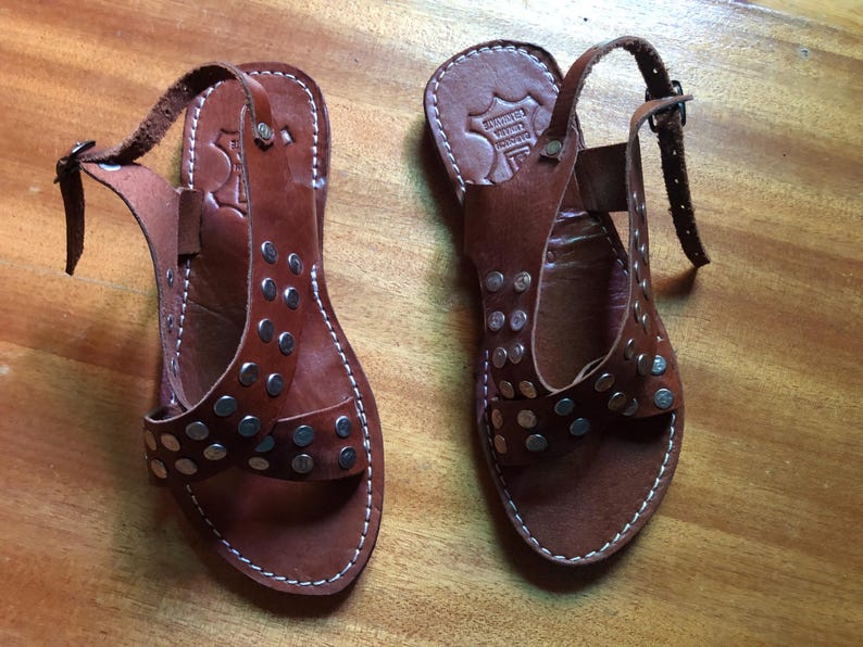leather sandals, studded sandals, brown sandals, handmade sandals, boho sandals, womens sandals, summer sandals, flat leather shoe, rustic sandals, ankle strap sandal, casual sandals, artisan sandals, moroccan sandals