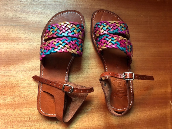 Handmade Woven Leather Sandals – Colorful Moroccan Boho Huaraches