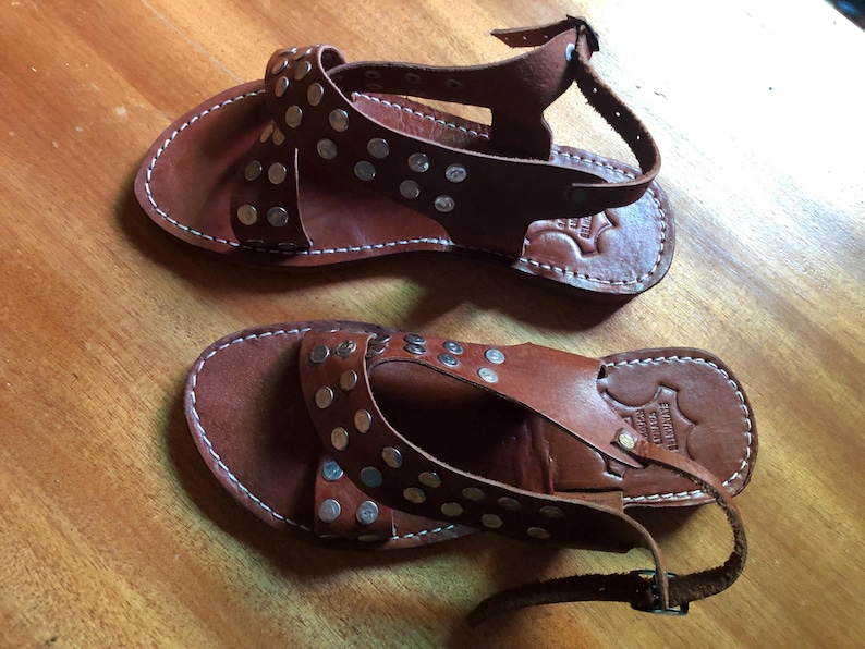 leather sandals, studded sandals, brown sandals, handmade sandals, boho sandals, womens sandals, summer sandals, flat leather shoe, rustic sandals, ankle strap sandal, casual sandals, artisan sandals, moroccan sandals