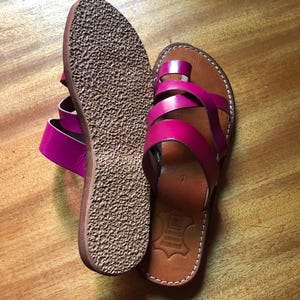 pink leather sandal, hot pink sandals, fuchsia sandals, leather sandals, handmade sandals, moroccan sandal, leather slides, women sandals, flat sandals, open toe sandal, cross strap sandal, boho sandals, summer sandals
