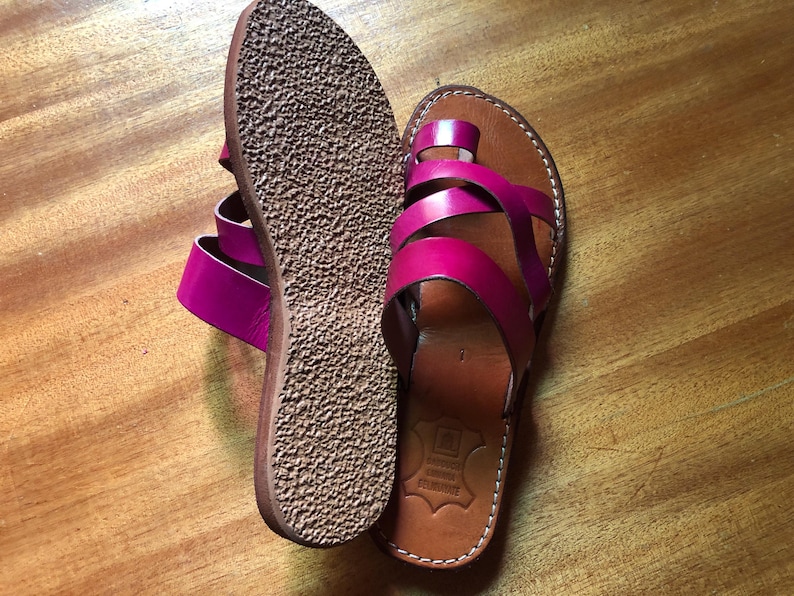pink leather sandal, hot pink sandals, fuchsia sandals, leather sandals, handmade sandals, moroccan sandal, leather slides, women sandals, flat sandals, open toe sandal, cross strap sandal, boho sandals, summer sandals