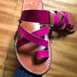 pink leather sandal, hot pink sandals, fuchsia sandals, leather sandals, handmade sandals, moroccan sandal, leather slides, women sandals, flat sandals, open toe sandal, cross strap sandal, boho sandals, summer sandals