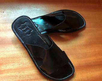 Handmade Moroccan Leather Men’s Sandal – Brown Minimal Slip-On Arabic Sandals by MeloaLeather