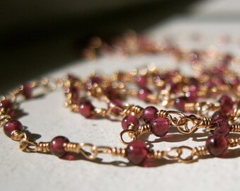 Tiny Garnet Beaded Chain