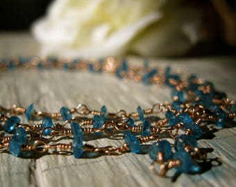 Tiny Blue Apatite Bead Chain Necklace