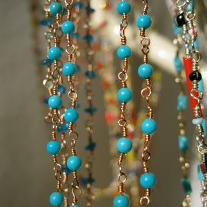 Turquoise Rosary Style Beaded Chain Necklace