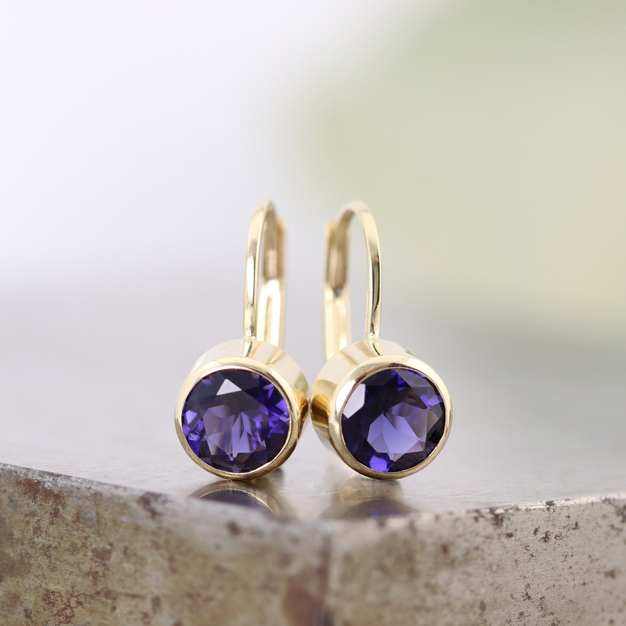 Jewels By Lux 14k Yellow Gold Dangle Pear Gemstone Bezel Lever-back Earrings Jewels By Lux 14k Yellow Gold Dangle Pear Gemstone Bezel Lever-back Earrings