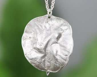 Sterling Silver Money Tree Leaf Pendant - Botanical Leaf Necklace - Natural Organic Silver Leaf - Nature Inspired Jewelry - READY TO SHIP