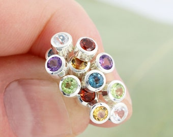 Sterling Silver Gemstone Stud Earrings - Thick Walled Bezel Studs - Your Choice of Garnet Topaz Citrine Peridot Amethyst - READY TO SHIP