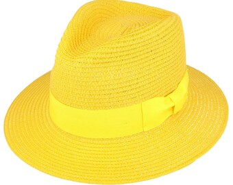 Cappello Fedora estivo in paglia di carta - Senape