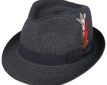 Cappello Trilby estivo in carta paglia - Nero