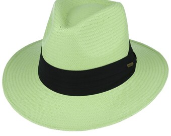 Cappello Panama In Paglia Di Carta Fatta A Mano - Lime - Verde