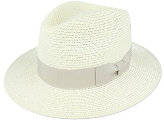 Cappello Fedora estivo in paglia di carta - Crema