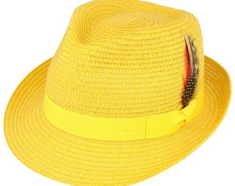 Cappello Trilby estivo in carta paglia - Senape