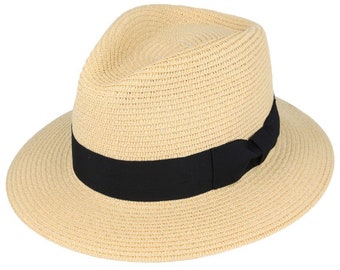 Cappello Fedora estivo in paglia di carta - Beige