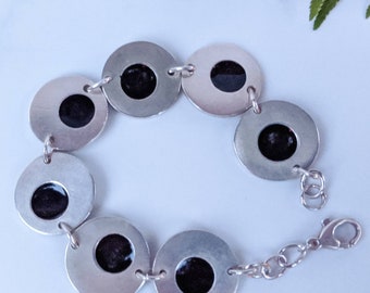 Black Sterling Silver and Resin Link Bracelet