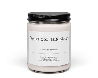 Aspira a las estrellas y aterriza en el barro / Vela de humor negro, vela de soja desmotivadora, estética triste, regalo de broma para ella