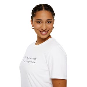 live by the sword die by tummy ache | funny dark souls raccoon tee shirt, anxiety warrior meme t-shirt, gamer humor unisex shirt image 5