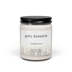 god's favorite disappointment | dark humor candle, sarcastic candle gift, funny gag gift for her, mental health, sad aesthetic image 1