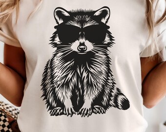 T-shirt wasbeer met coole zonnebril grappig Comfort Colors® T-shirt Feral trendy cadeau voor liefhebber van wasbeer