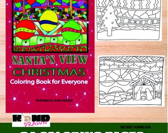 Santa's View Coloring Book illustrated by Anne Manera Instant Download
