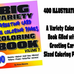 Grande variedade de páginas para colorir em tamanho de cartão de felicitações Livro para colorir Volume 7 ilustrado por Anne Manera Download instantâneo