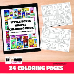 Little Boxes Simple Coloring Book illustrated by Anne Manera Instant Download