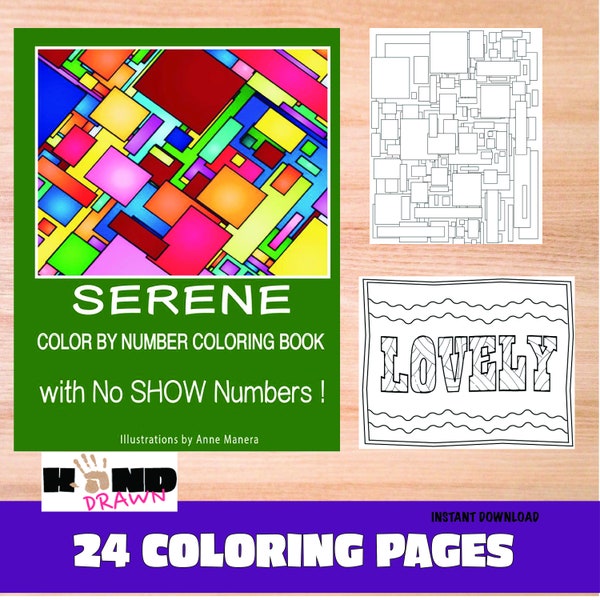 SERENE Color By Number Coloring Book with No Show Numbers illustrated by Anne ManeraInstant Download