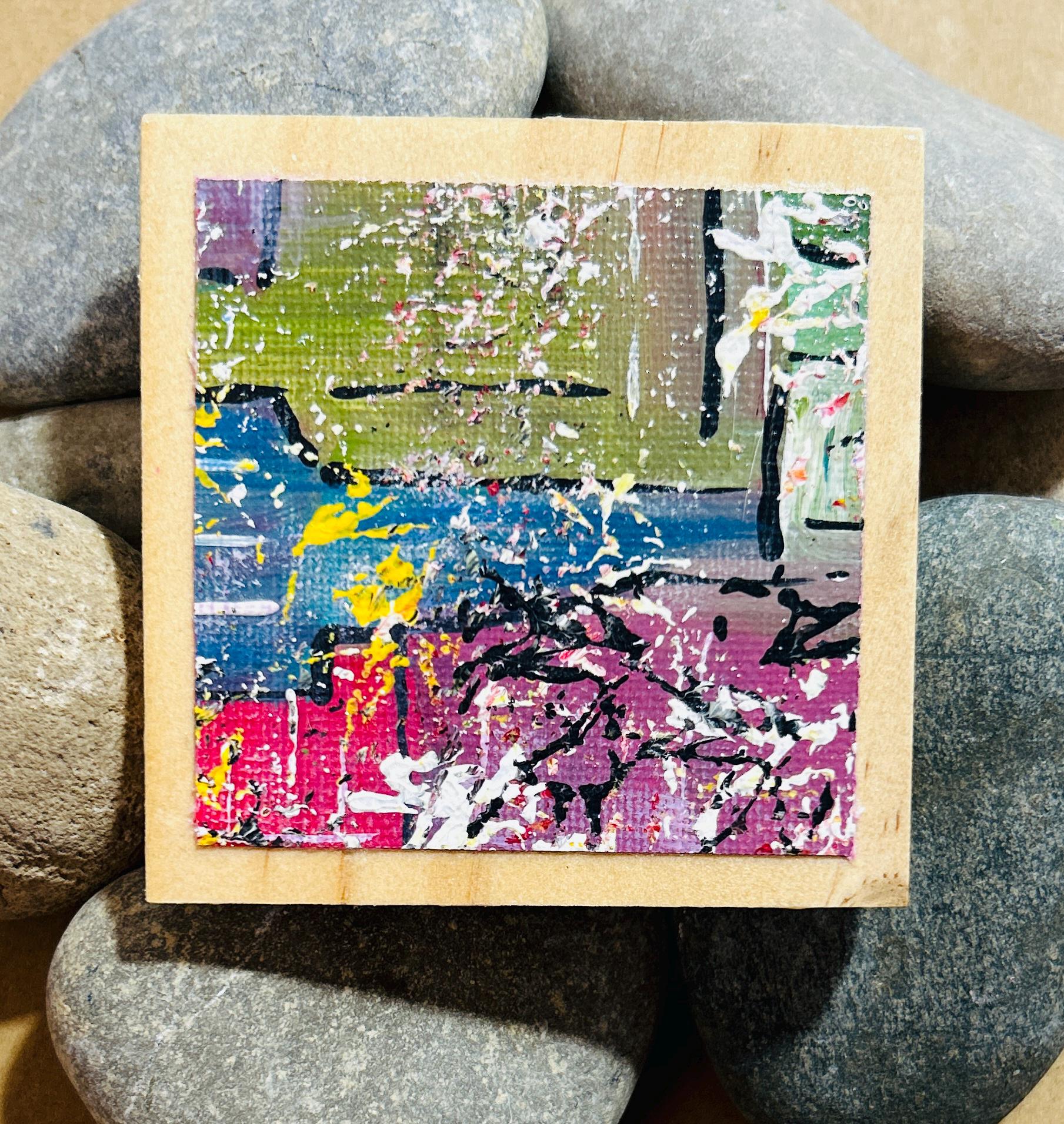 Mini Abstract Acrylic Painting, 3x3 Art, Magnet or Ornament - Etsy