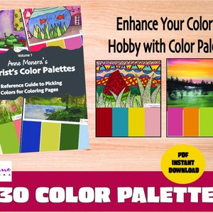 Colorist&#39;s Color Palettes A Reference Guide to Picking Colors for Coloring Pages by Anne Manera Instant Download PDF Volume 1