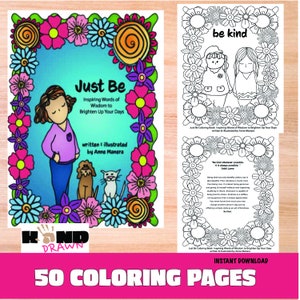 Just Be Coloring Book Inspiring Words of Wisdom to Brighten Up Your DaysInstant Download