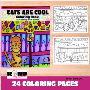 Whimsical Cats Coloring Book: Hand-Drawn Illustrations (PDF Download)