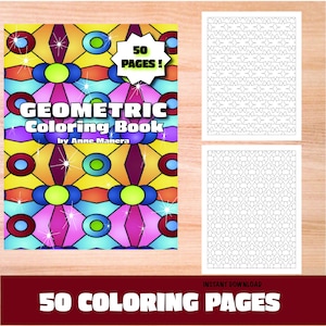 Geometric Coloring Book  illustrated by Anne ManeraInstant Download