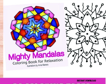 Livro de colorir poderosas mandalas para relaxamento ilustrado por Anne ManeraDownload instantâneo