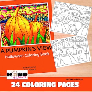 A Pumpkin&#39;s View Coloring Book illustrated by Anne Manera Instant Download