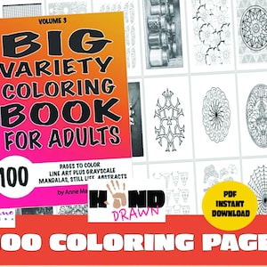 Big Variety Coloring Book V3 Line Art Grayscale Swatch Charts Coloring Book  illustrated by Anne Manera Instant Download