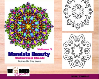 Mandala Beauty Volume 1 Coloring Book  illustrated by Anne ManeraInstant Download