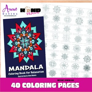 Mandala Coloring Book for Relaxation illustrated by Anne Manera Instant Download PDF