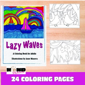 Lazy Waves A Coloring Book for Adults illustrated by Anne Manera Instant Download