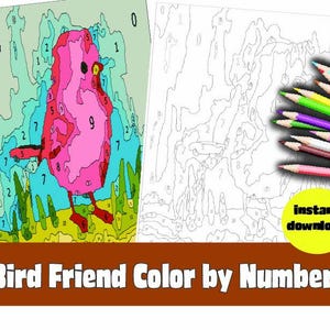 Bird Color By Number Page: Relaxing Adult Coloring (PDF Download)