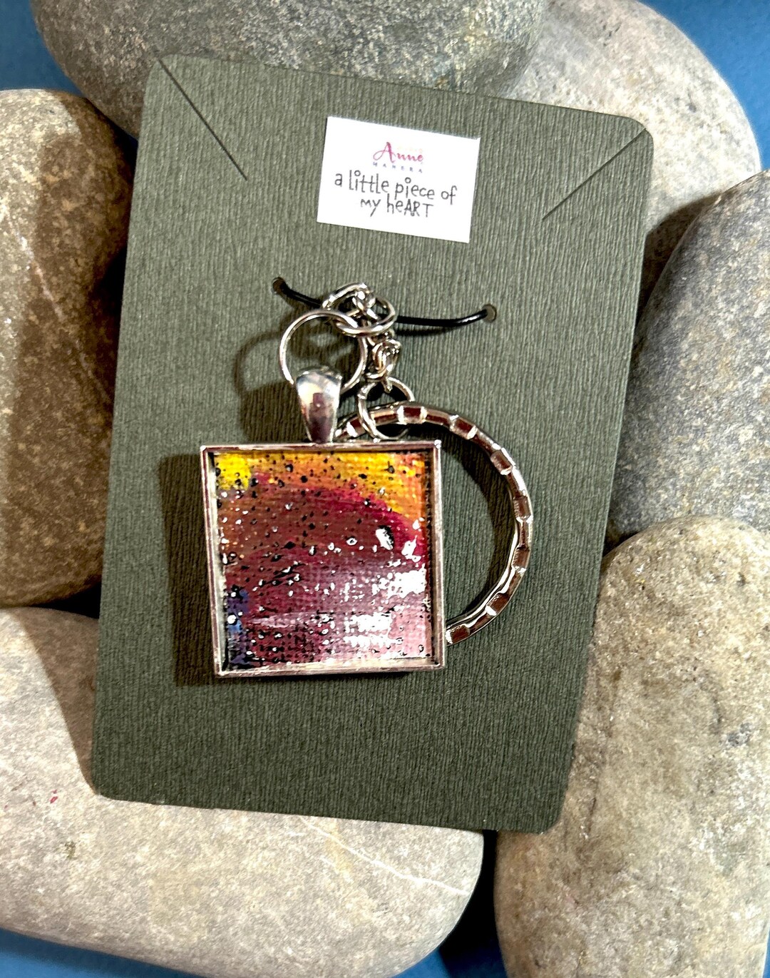 Hand Painted Abstract Art Keychain: Original Acrylic Painting - Etsy