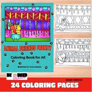 Animal Friends Frenzy Coloring Book  printable PDF download instant download