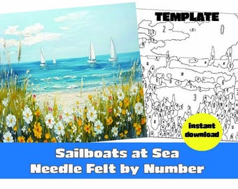 Sailboats Needle Felt Pattern: Felt By Number PDF (Instant Download)